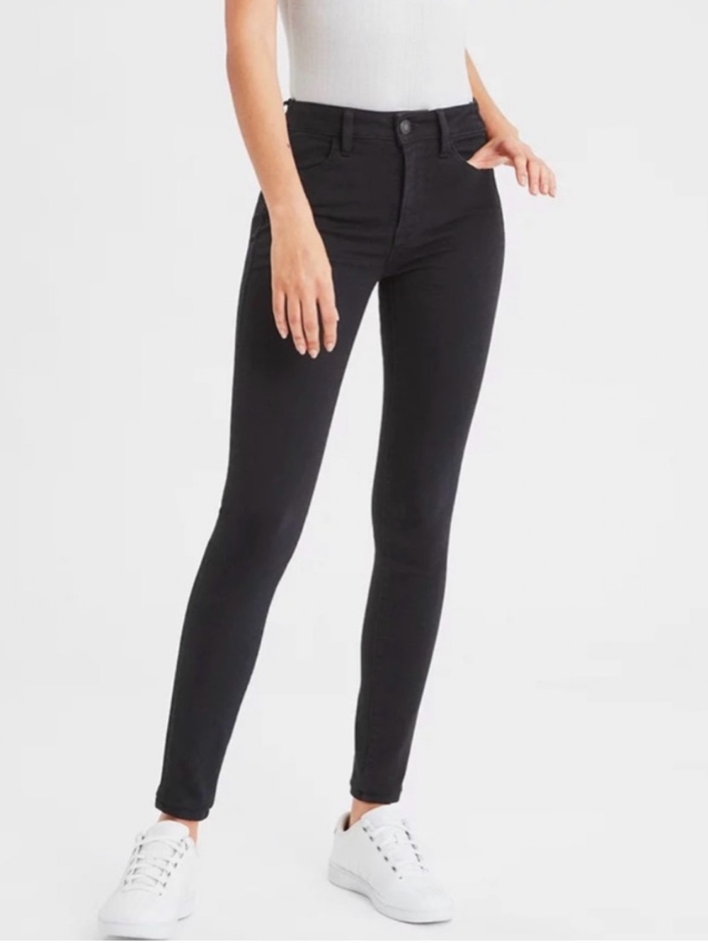 NWT American Eagle Super Stretch Black Skinny Pants Size 10 Regular work comfy
